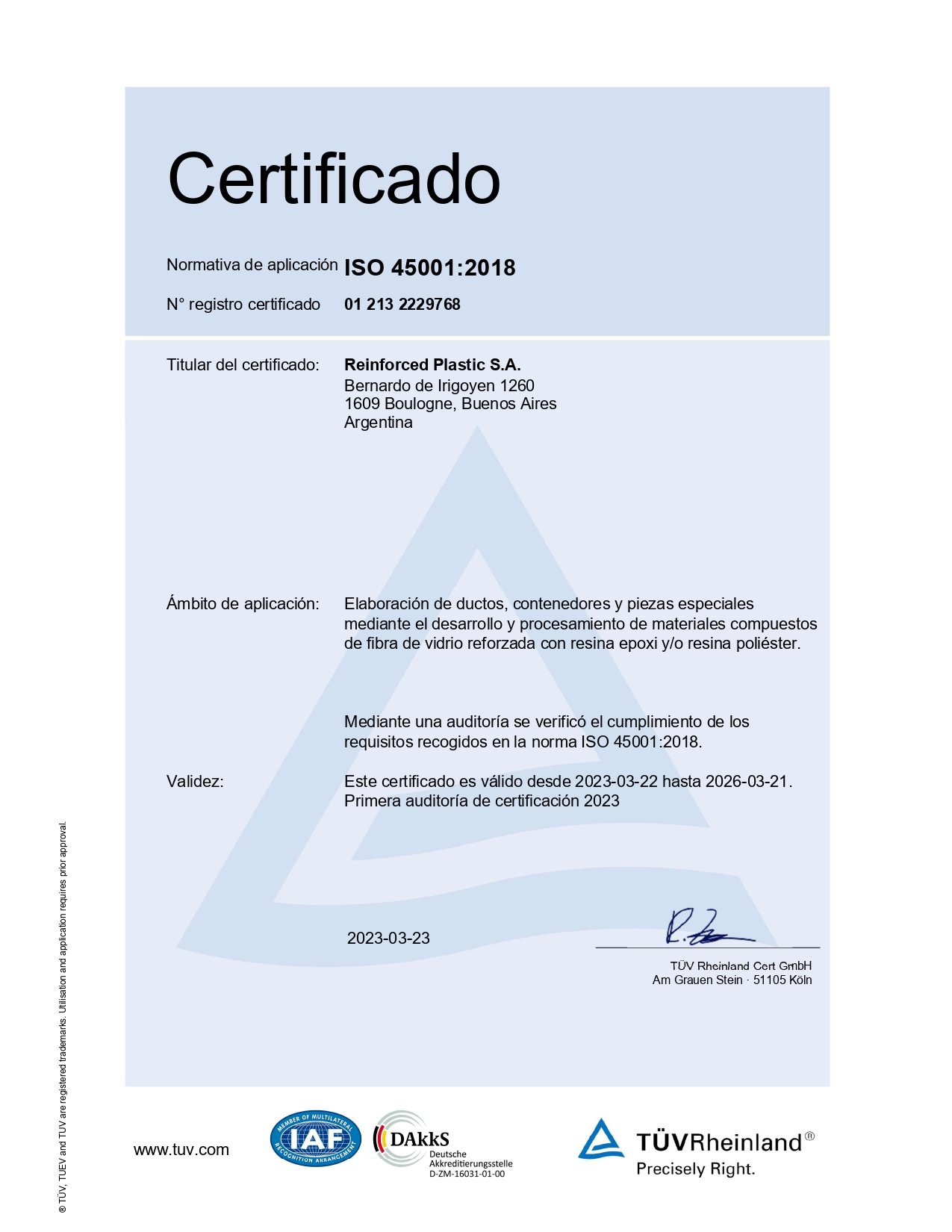 Certificación ISO 45001